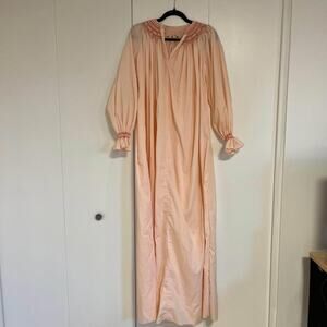 VTG maxi length peach embroidered house dress nightgown M/L